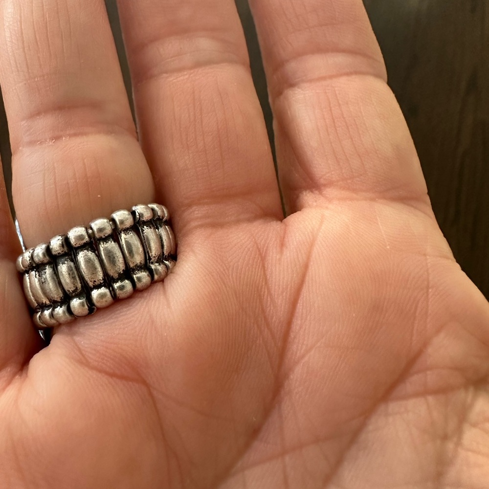 Large Rectangular Statement Ring With A Raised Cr… - image 2